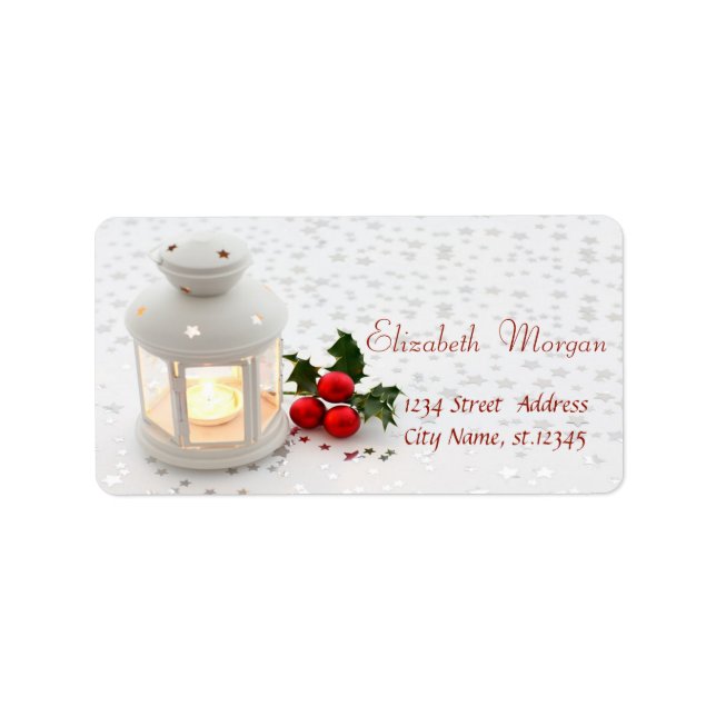 Candle, Stars Urlaub Adressaufkleber (Vorne)