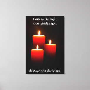 Candle Trio mit Verse auf schwarzen Leinwand druck
