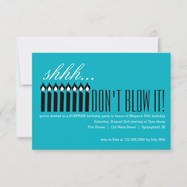 Candle Überraschung Shh... BLEIBT ES NICHT! Einladung (Vorderseite)
