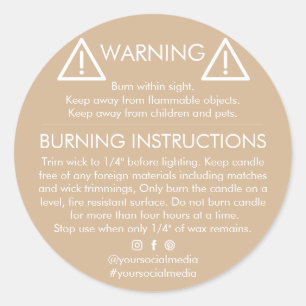 Candle-Warnschild - Modernes Sicherheitsdesign Runder Aufkleber