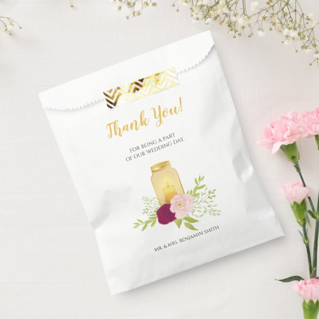 Candlelight Pink Roses Wedding Vielen Dank Geschenktütchen (Versiegelt)