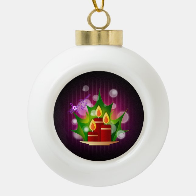 Candlelight Plum Keramik Ball Ornament (Vorderseite)