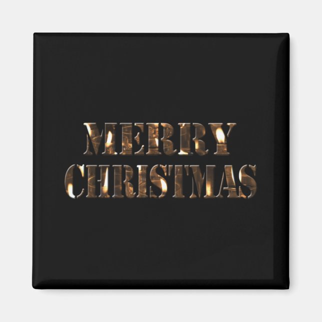Candlelight Tygraphy Merry Christmas T Shirt  Magnet (Vorne)