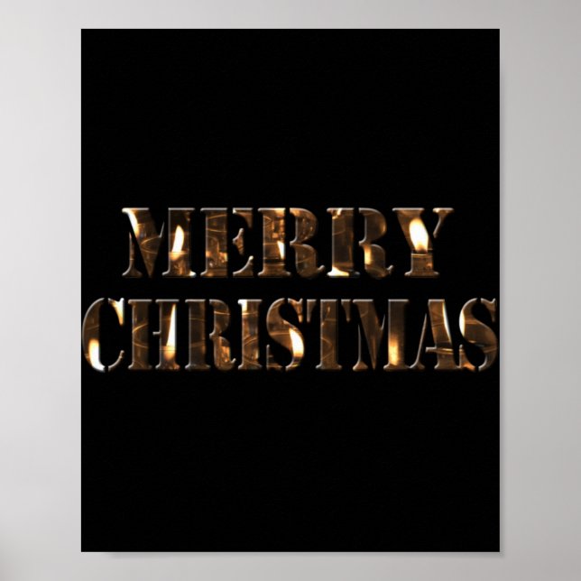 Candlelight Tygraphy Merry Christmas T Shirt  Poster (Vorne)