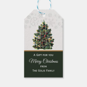 Candlelit Weihnachtsbaum mit Schneeflocken Geschenkanhänger