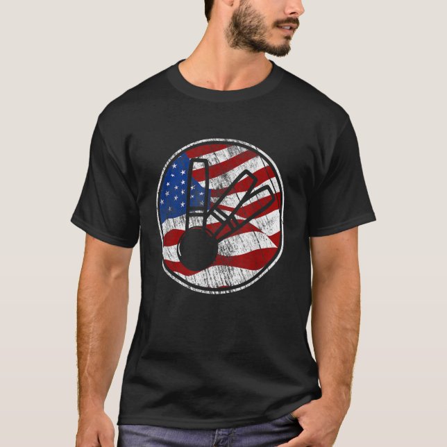 Candlepin Bowling American Flag Vintag Candlepin T-Shirt (Vorderseite)