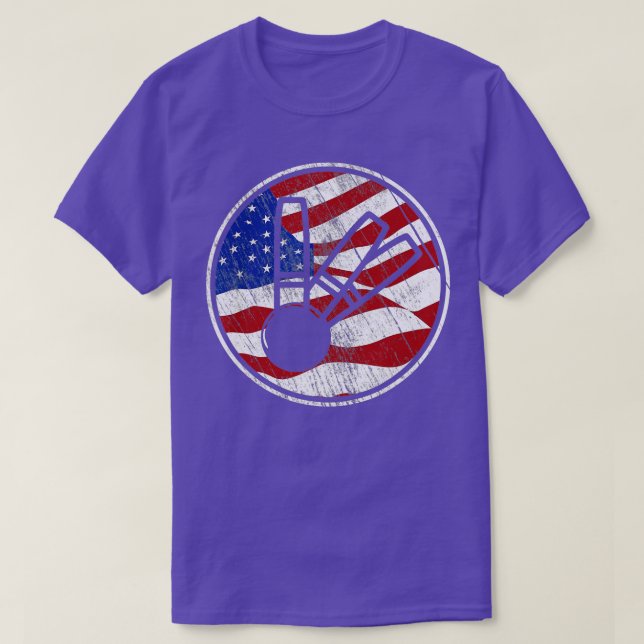 Candlepin Bowling American Flag Vintag Candlepin T-Shirt (Design vorne)