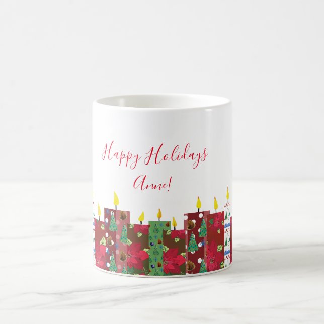 Candles Art< Happy Holidays Time Kaffeetasse (Mittel)