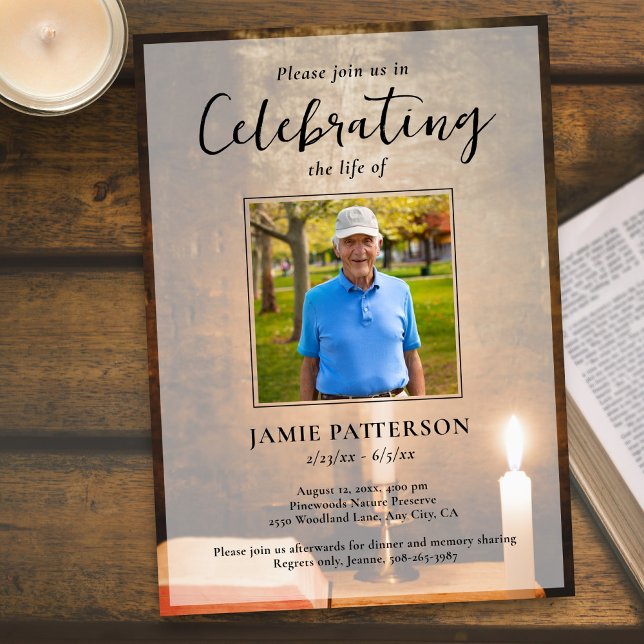 Candles Bible Feier des Lebens Foto Beerdigung Einladung (Von Creator hochgeladen)