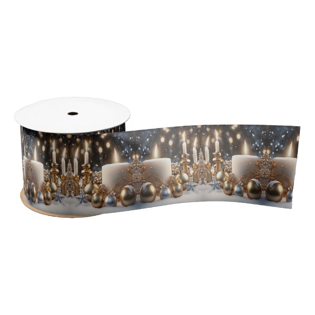 Candles Holiday Satin Ribbon Satinband (Spule)
