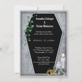 Candles und Ivy Coffin Shaped Modern Goth Wedding Einladung