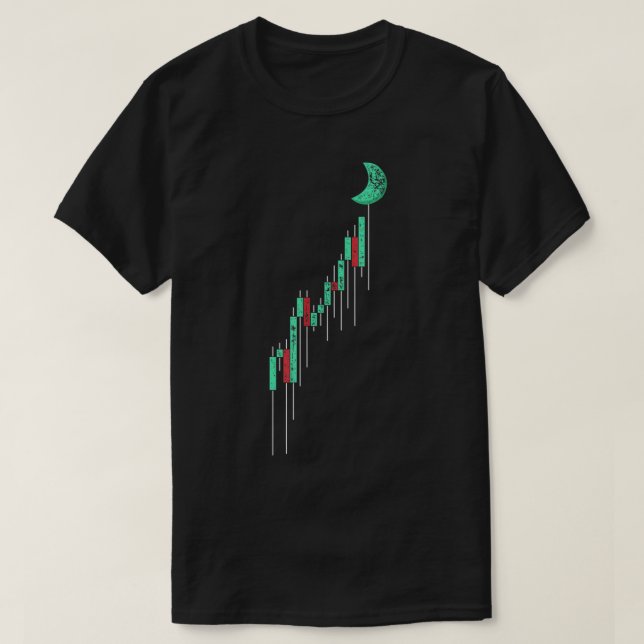 Candlestick Chart To The Moon T-Shirt (Design vorne)