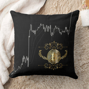 Candlestick mit Bitcoin-Goldmünze Kissen