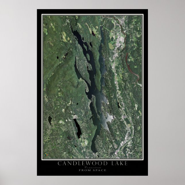 Candlewood Lake Connecticut Satellitenkarte Poster (Vorne)