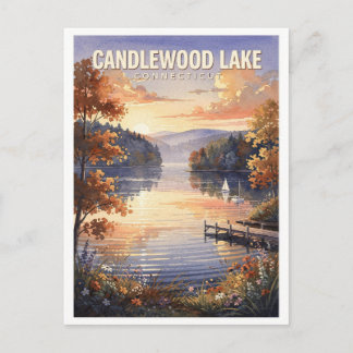 Candlewood Lake Connecticut Vintage Reise Postkarte