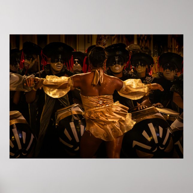 Candombe drummers and vedette during carnival poster (Vorne)
