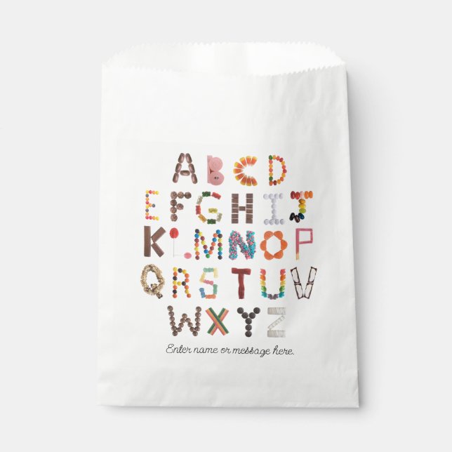 Candy Alphabet | Candy Bar Favor Bag Geschenktütchen (Vorderseite)