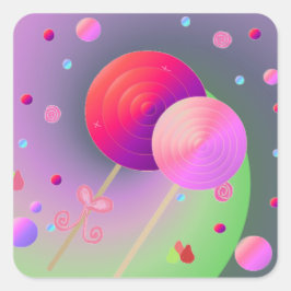 Candy and Lollipops Quadratischer Aufkleber