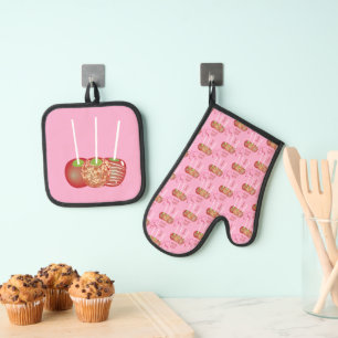Candy Äpfel Pink Oven Mitt und Pot Holder Set
