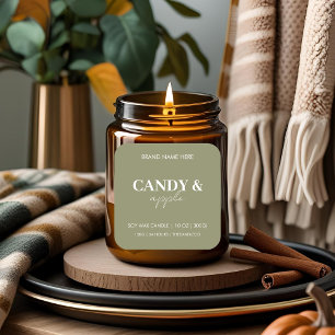 Candy Apple Fall Candle Label Minimalistischer H Quadratischer Aufkleber