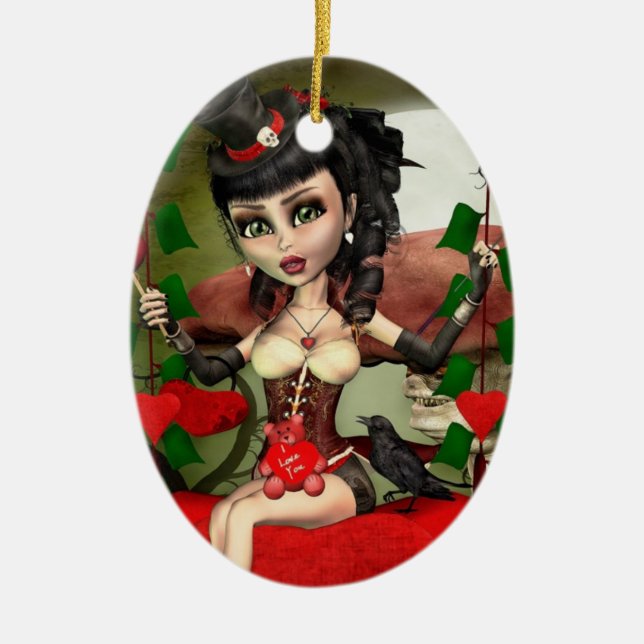 Candy Apple Love Gothic Lolita Oval Ornament (Vorne)