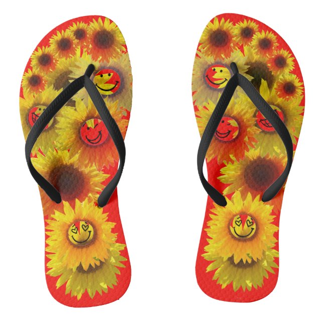 Candy Apple Unisex Sonnenblumen Flip Flops (Fußbett)