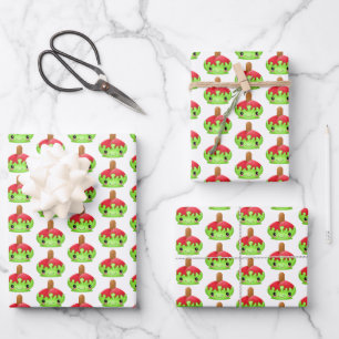 Candy Apple Wrapping Paper Flat Sheet Set 3 Geschenkpapier Set