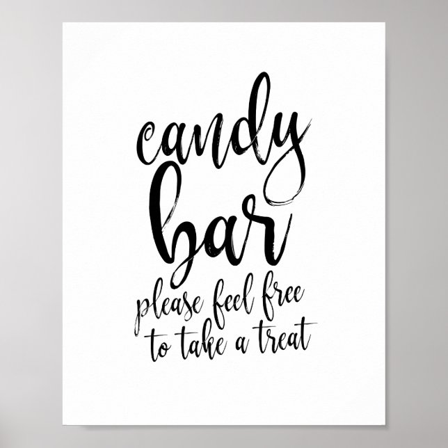 Candy Bar Black und White Script 8x10 Wedding Sign Poster (Vorne)