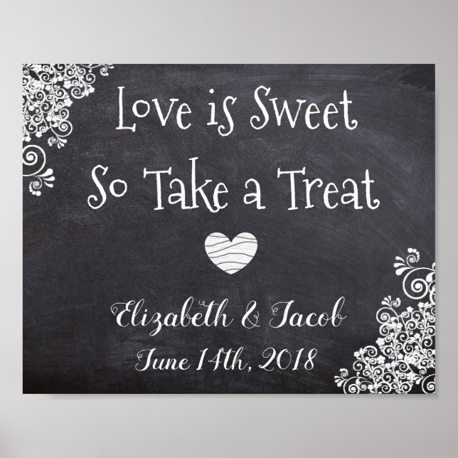 Candy Bar Chalkboard Look Liebe ist Sweet Poster (Vorne)