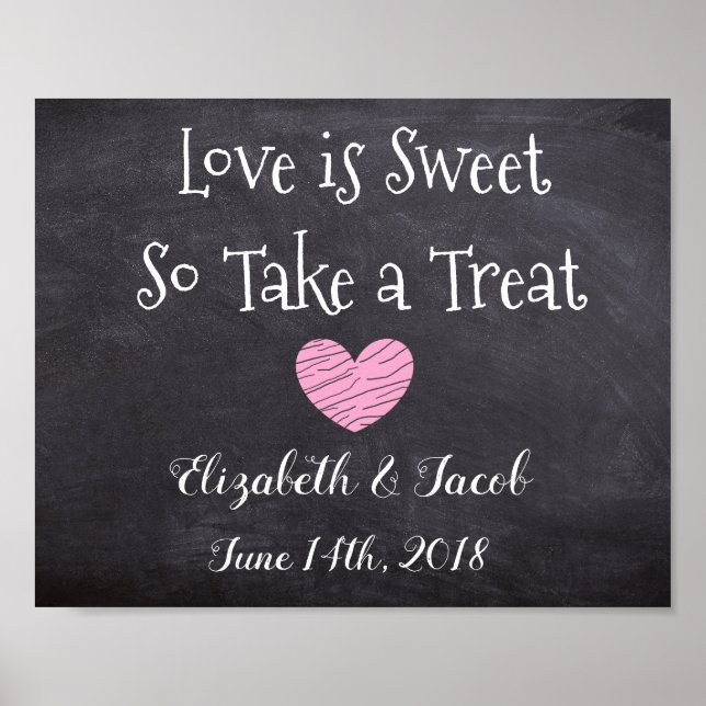 Candy Bar Chalkboard Look Liebe ist Sweet Poster (Vorne)