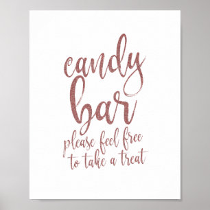 Candy Bar Rose Gold Glitter Schrift 8x10 Schild