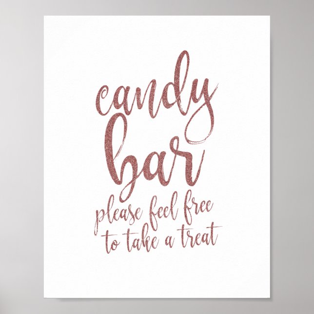Candy Bar Rose Gold Glitzer Script 8x10 Signierung Poster (Vorne)