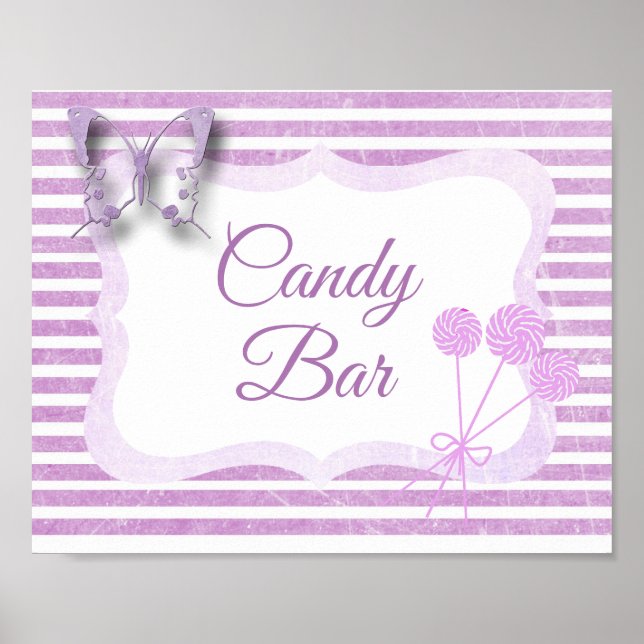 Candy Bar Sign Lila Butterfly Poster (Vorne)