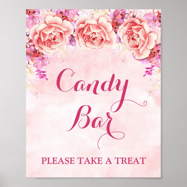 Candy Bar Sign Pink Blume Poster (Vorne)