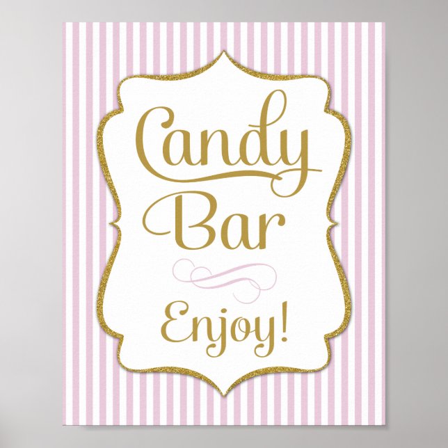 Candy Bar Sign Pink Gold Buffet Poster (Vorne)