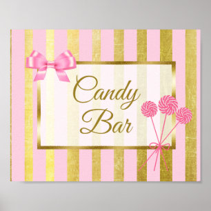 Candy Bar Sign Pink & Gold Poster