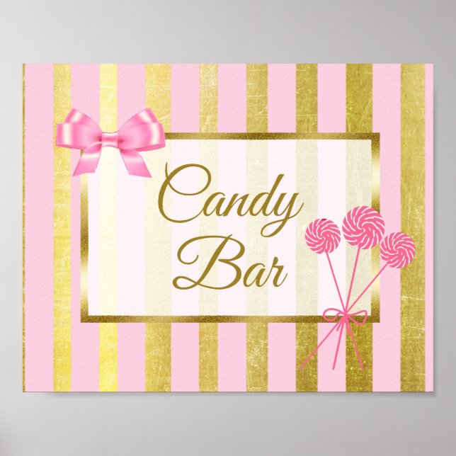 Candy Bar Sign Pink & Gold Poster (Vorne)