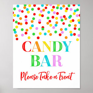 Candy Bar Sign Rainbow Confetti Poster