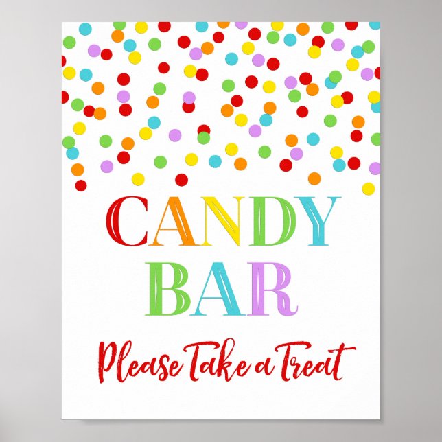 Candy Bar Sign Rainbow Confetti Poster (Vorne)