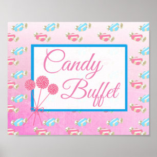Candy Bar Wedding Pink und Blue Sign Poster