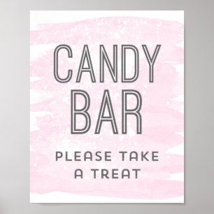Candy Bar Wedding Sign Blush Pink Wasserfarbe Poster