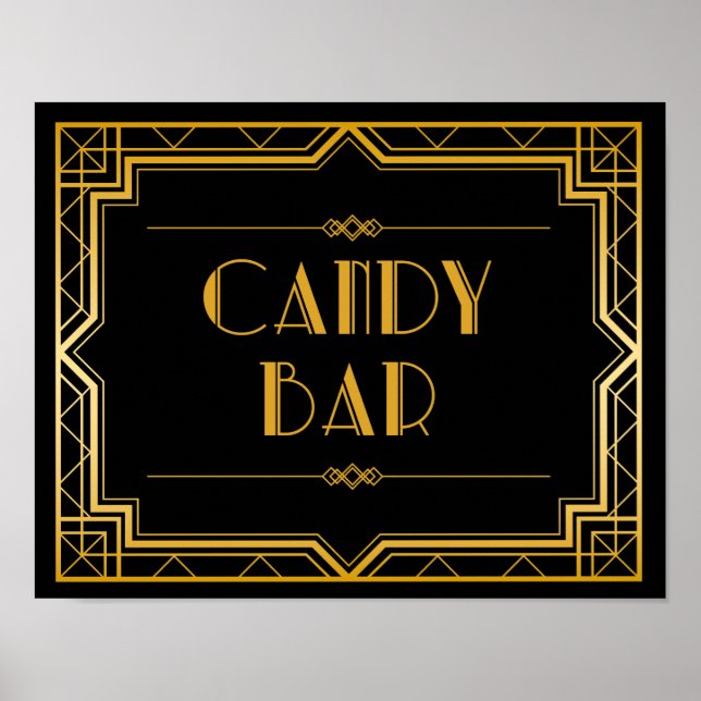 Candy Bar Wedding Sign | Gatsby Art Deco Poster (Vorne)