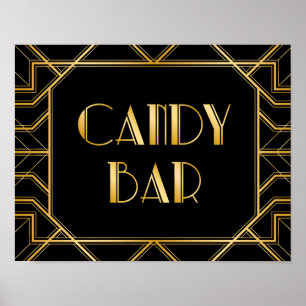 Candy Bar Wedding Sign   Gatsby Art Deco Poster