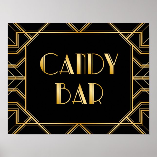 Candy Bar Wedding Sign | Gatsby Art Deco Poster (Vorne)