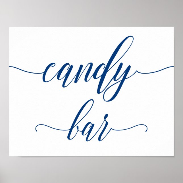 Candy Bar Wedding Sign in Navy Blue Calligraphy Poster (Vorne)