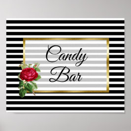 Candy Bar Wedding Sign Rote Rose Poster
