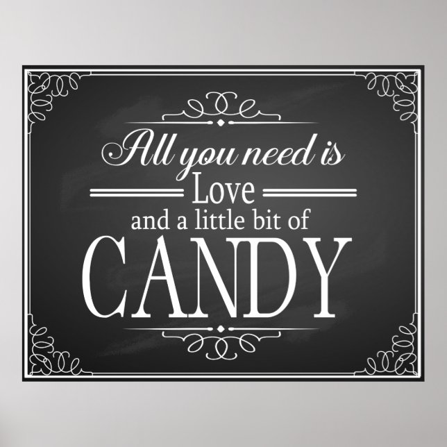 Candy Bar wedding sign Tafel Tafel Schwarze Tafel  Poster (Vorne)