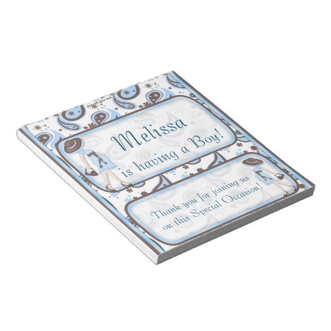 Candy Bar Wrapper Baby Shower Blue Boy Gastgeschen Notizblock (angewinkelt)
