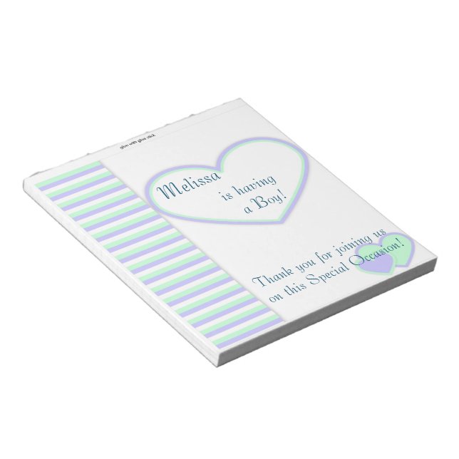 Candy Bar Wrapper Baby Shower Blue Boy Gastgeschen Notizblock (angewinkelt)