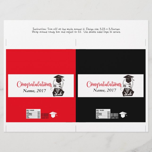 Candy Bar Wrapper - Graduierungskappe Flyer (Vorne)